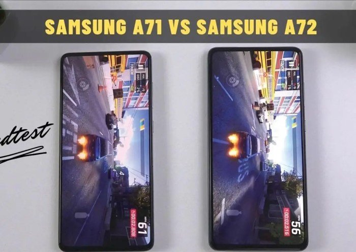 مقایسه و بررسی گوشی گلکسی A72 در مقابل گلکسی A71 سامسونگ Perbandingan antara Galaxy A77 dengan model smartphone sebelumnya