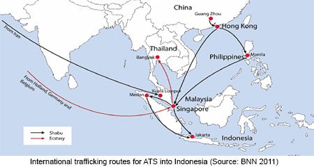Metamfetamin kristal kini menjadi ancaman narkotika ilegal utama di Indonesia, kata UNODC.
