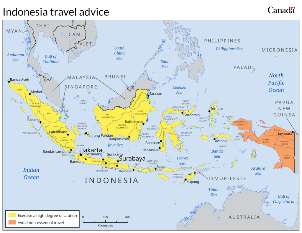 Saran dan peringatan perjalanan untuk Indonesia