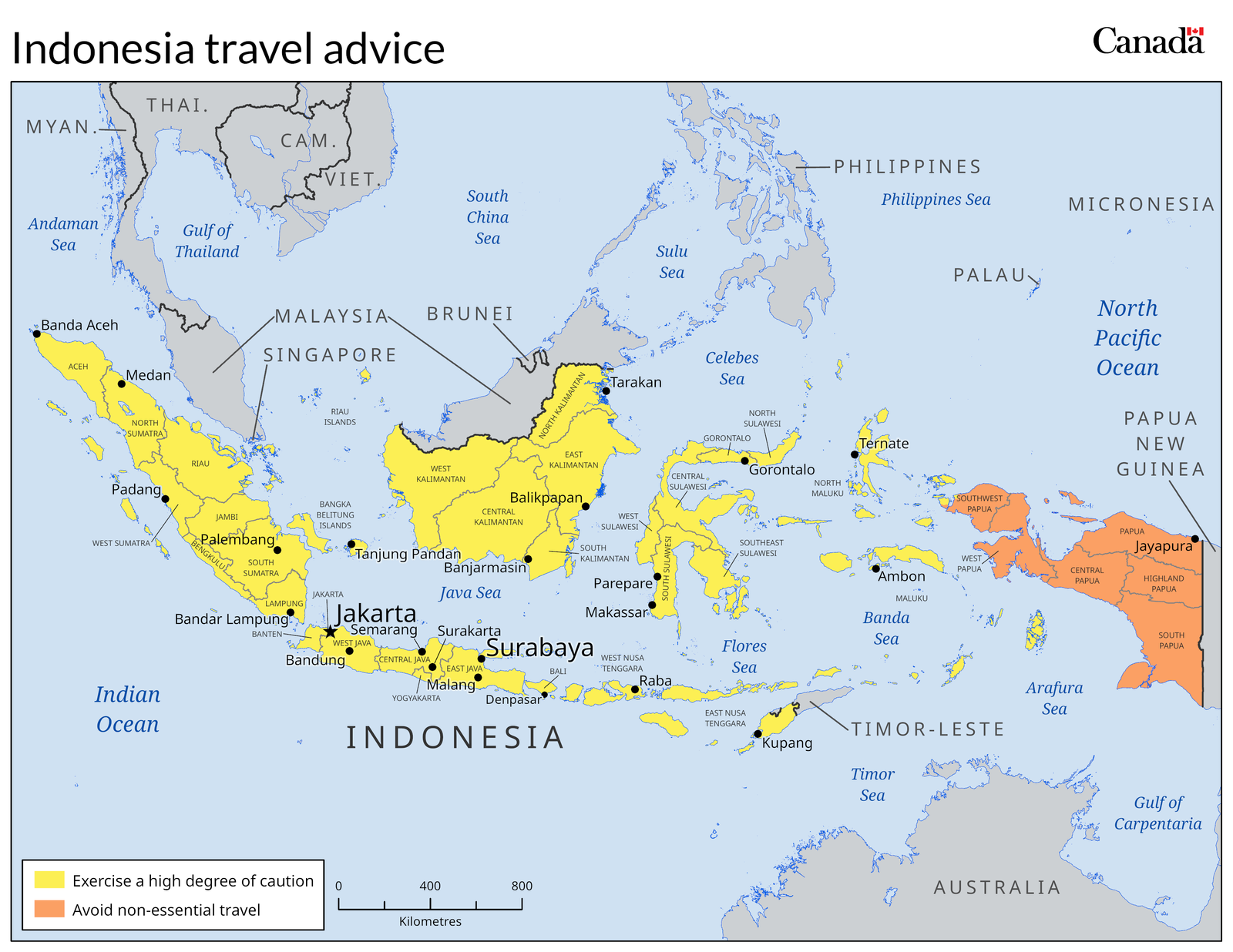Saran dan peringatan perjalanan untuk Indonesia