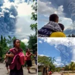 Gunung Lewotobi di Indonesia memuntahkan semburan abu panas setinggi 26.000 kaki dalam pemandangan yang menakjubkan: foto-foto