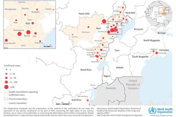 Penyakit Ebola yang disebabkan oleh virus Bundibugyo, Republik Demokratik Kongo & Uganda